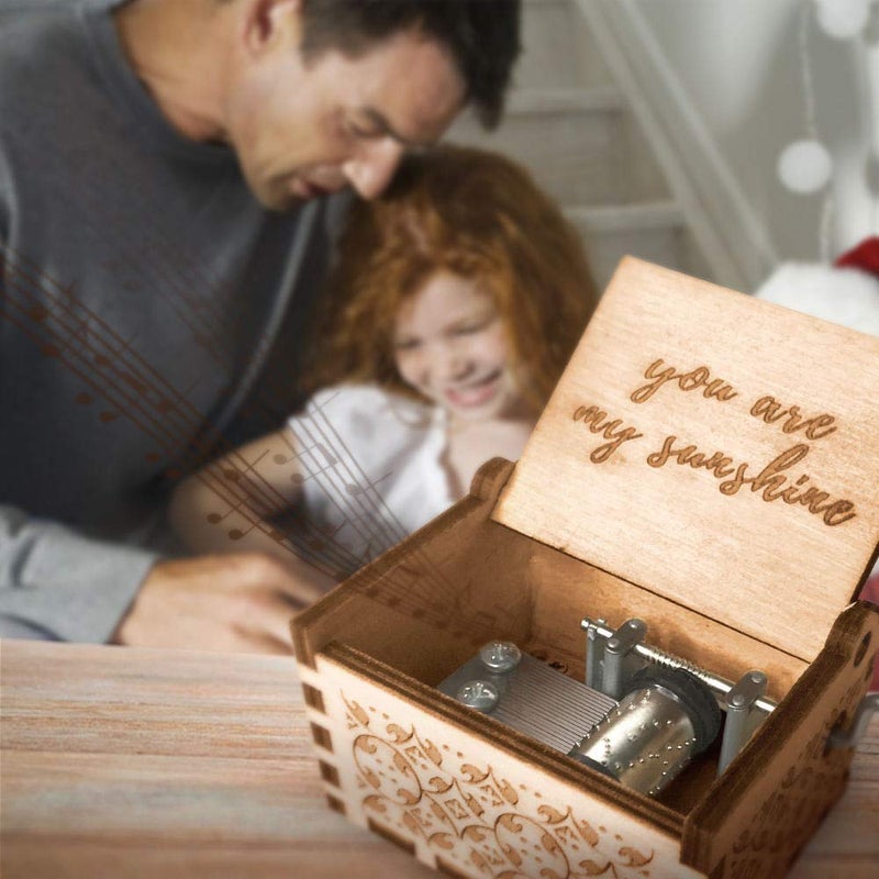 Ucuber You are My Sunshine Music Box, Wood Laser Engraved Cute Box Best Gift for Wife, Son, Daughter, Dad, Mom, Wedding Anniversary Birthday Christmas Valentine's Day - Image 4